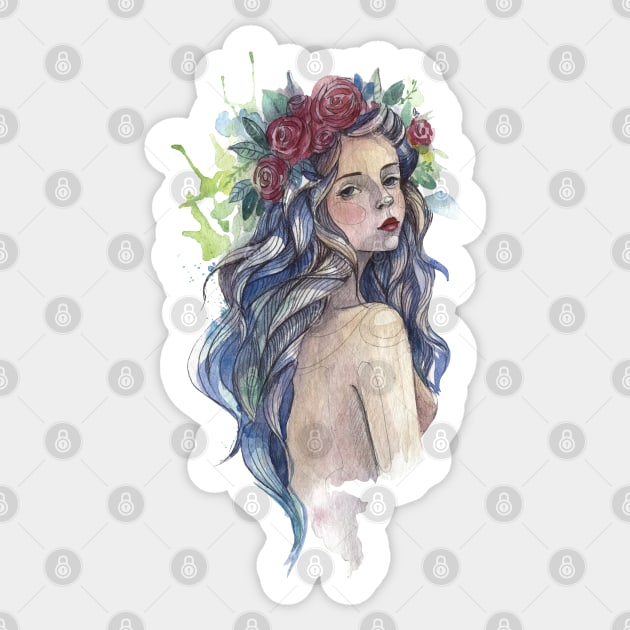 Woman Portrait Sticker by Mako Design 